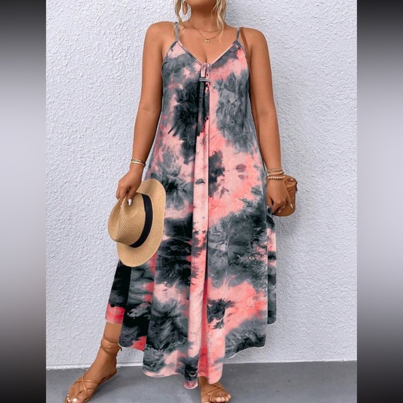 Dresses & Skirts - Boho plus size tie dye cami maxi dress